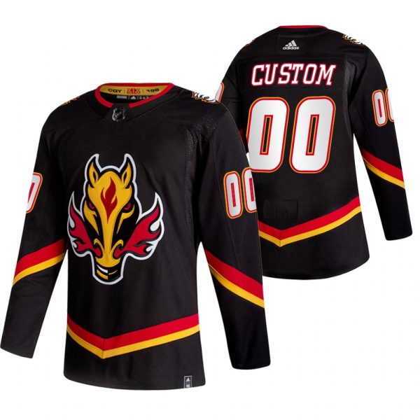 Kinder Calgary Flames Eishockey Trikot 2021 Reverse Retro Special Edition Authentic Schwarz Benutzerdefinierte